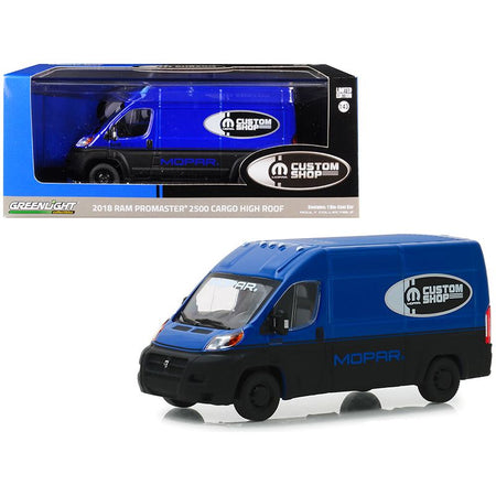 2018 RAM ProMaster 2500 Cargo Van High Roof Blue and Black "MOPAR Custom Shop" 1/43 Diecast Model Car by Greenlight - Greenlight - ModelCars.com