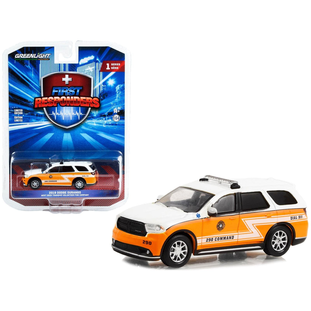 2019 Dodge Durango White and Orange "West Deer Township Volunteer Fire Company 290 Command Gibsonia Pennsylvania" "First Responders" Series 1 1/64 Diecast Model Car by Greenlight-Greenlight-ModelCars.com