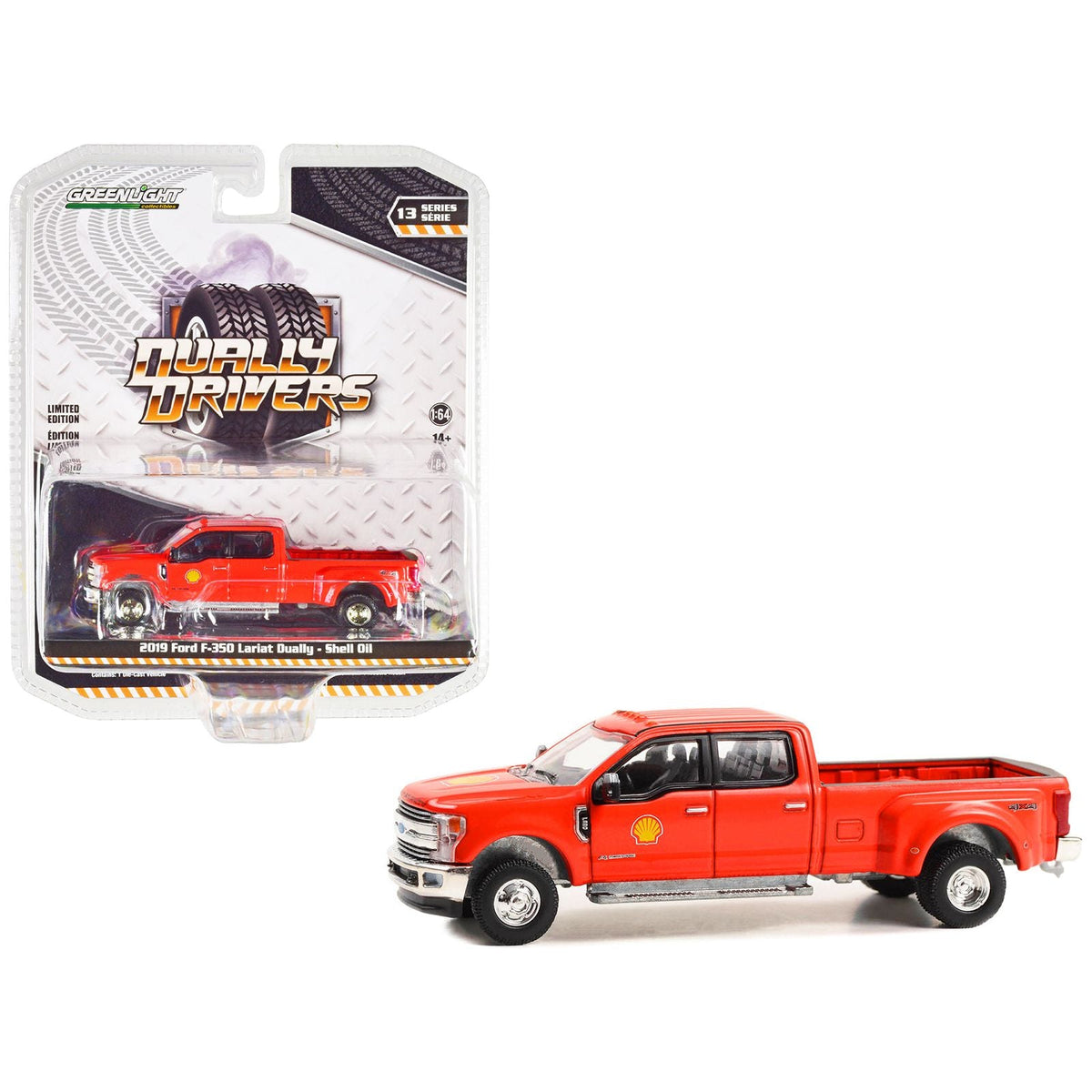 2019 Ford F - 350 Lariat Dually Pickup Truck Red "Shell Oil" "Dually Drivers" Series 13 1/64 Diecast Model Car by Greenlight - Greenlight - ModelCars.com