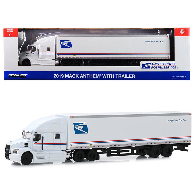 2019 Mack Anthem 18 Wheeler Tractor-Trailer "USPS" (United States Postal Service) "We Deliver For You" 1/64 Diecast Model by Greenlight-Greenlight-ModelCars.com