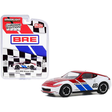 2019 Nissan 370Z 46 John Morton Chrome Red and White "BRE" (Brock Racing Enterprises) "Chrome Edition" Limited Edition to 2750 pieces Worldwide 1/64 Diecast Model Car by Greenlight - Greenlight - ModelCars.com