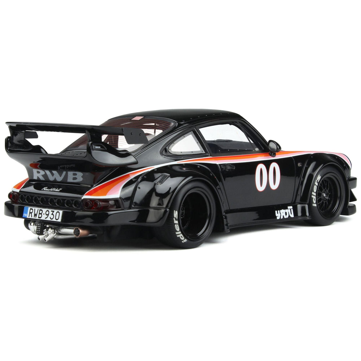 2019 Porsche 930 RWB Bodykit 00 "Yaju" Black with Stripes 1/18 Model Car by GT Spirit - GT Spirit - ModelCars.com
