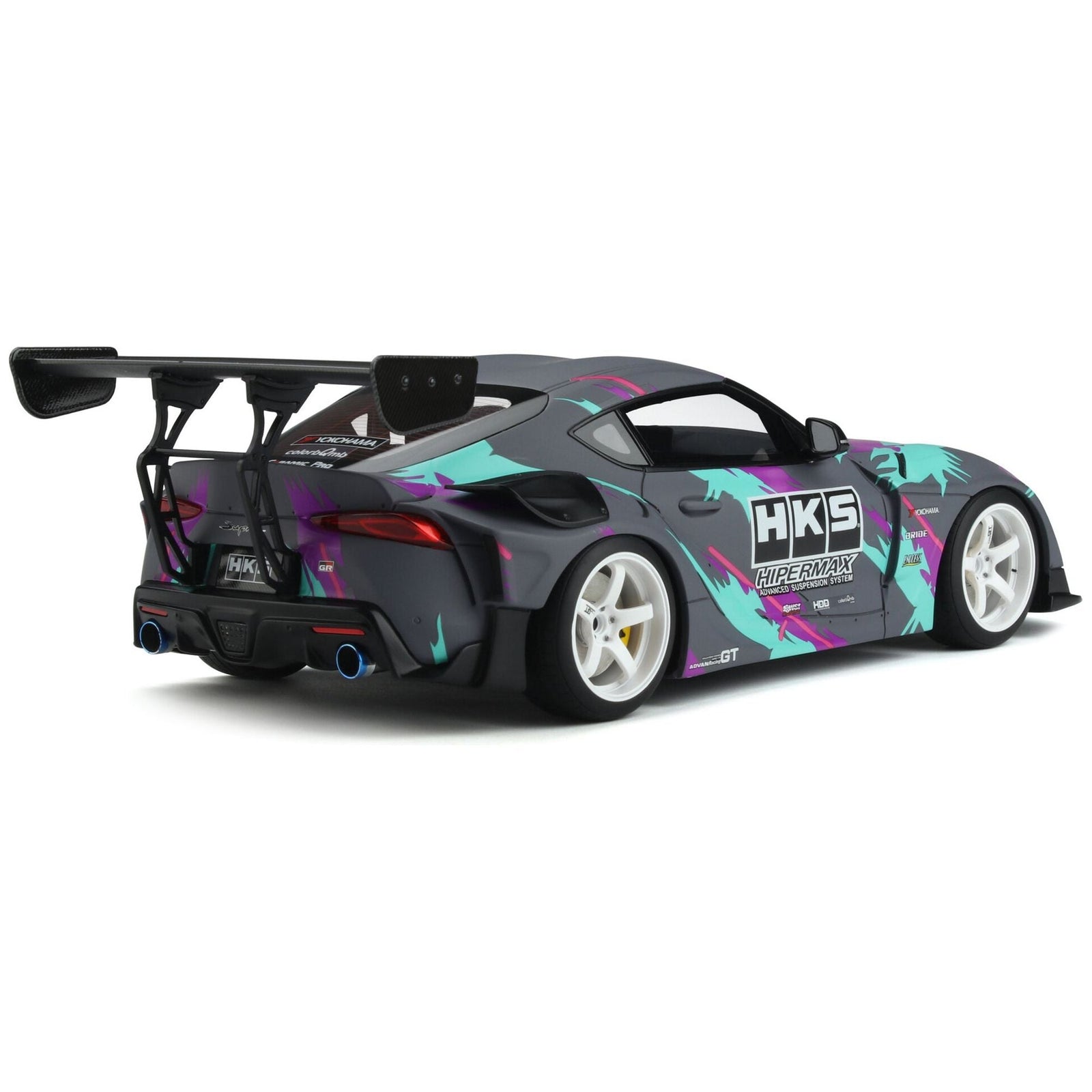 2019 Toyota GR Supra "HKS" Gray with Graphics 1/18 Model Car by GT Spirit - GT Spirit - ModelCars.com