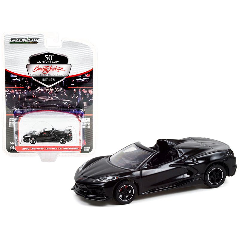 2020 Chevrolet Corvette C8 Stingray Convertible Black (Lot 3003) Barrett Jackson "Scottsdale Edition" Series 8 1/64 Diecast Model Car by Greenlight-Greenlight-ModelCars.com