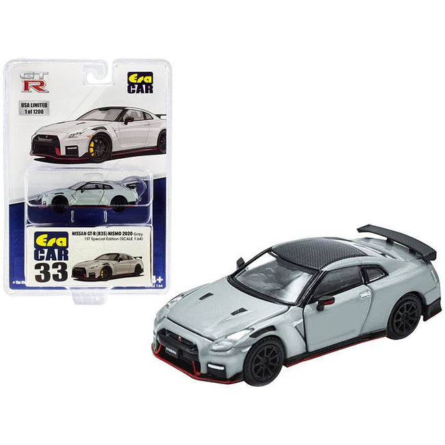 2020 Nissan GT-R (R35) RHD (Right Hand Drive) Nismo Gray with Carbon Top Limited Edition to 1200 pieces "Special Edition" 1/64 Diecast Model Car by Era Car-Era Car-ModelCars.com