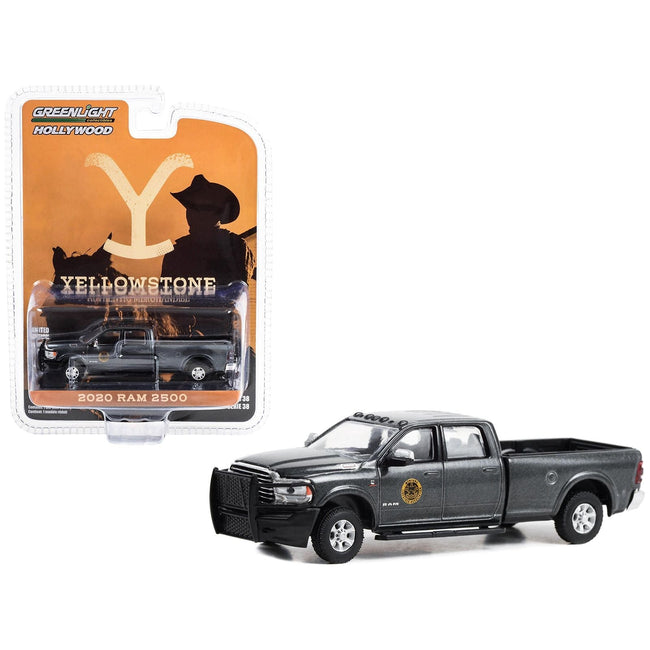 2020 Ram 2500 Pickup Truck Dark Gray Metallic "Montana Livestock Association" "Yellowstone" (2018-Current) TV Series "Hollywood Series" Release 39 1/64 Diecast Model Car by Greenlight-Greenlight-ModelCars.com