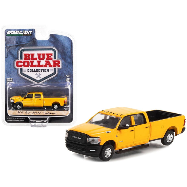 2021 Ram 3500 Tradesman Pickup Truck School Bus Yellow "Blue Collar Collection" Series 11 1/64 Diecast Model Car by Greenlight-Greenlight-ModelCars.com