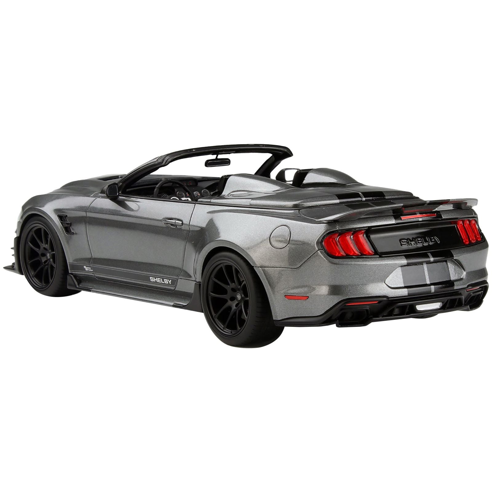 2021 Shelby Super Snake Speedster Convertible Carbonized Gray Metallic with Black Stripes 1/18 Model Car by GT Spirit for ACME - GT Spirit - ModelCars.com