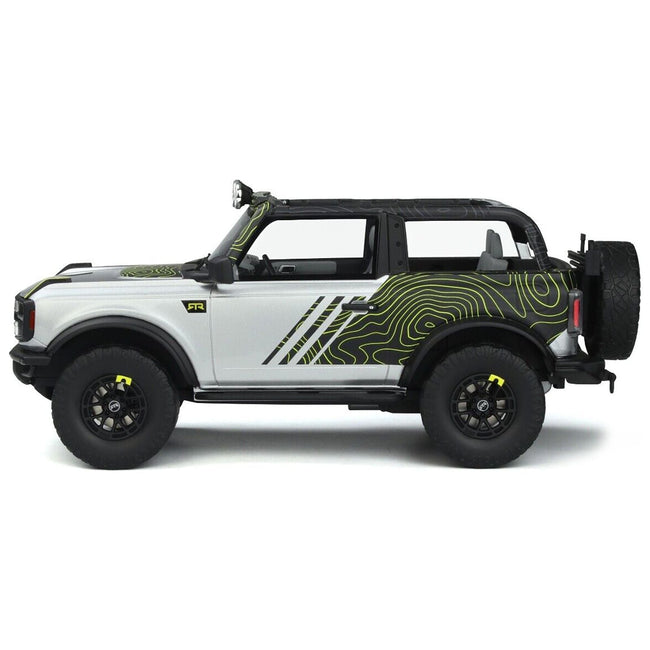 2022 Ford Bronco "By RTR" Silver Metallic and Black with Graphics 1/18 Model Car by GT Spirit - GT Spirit - ModelCars.com