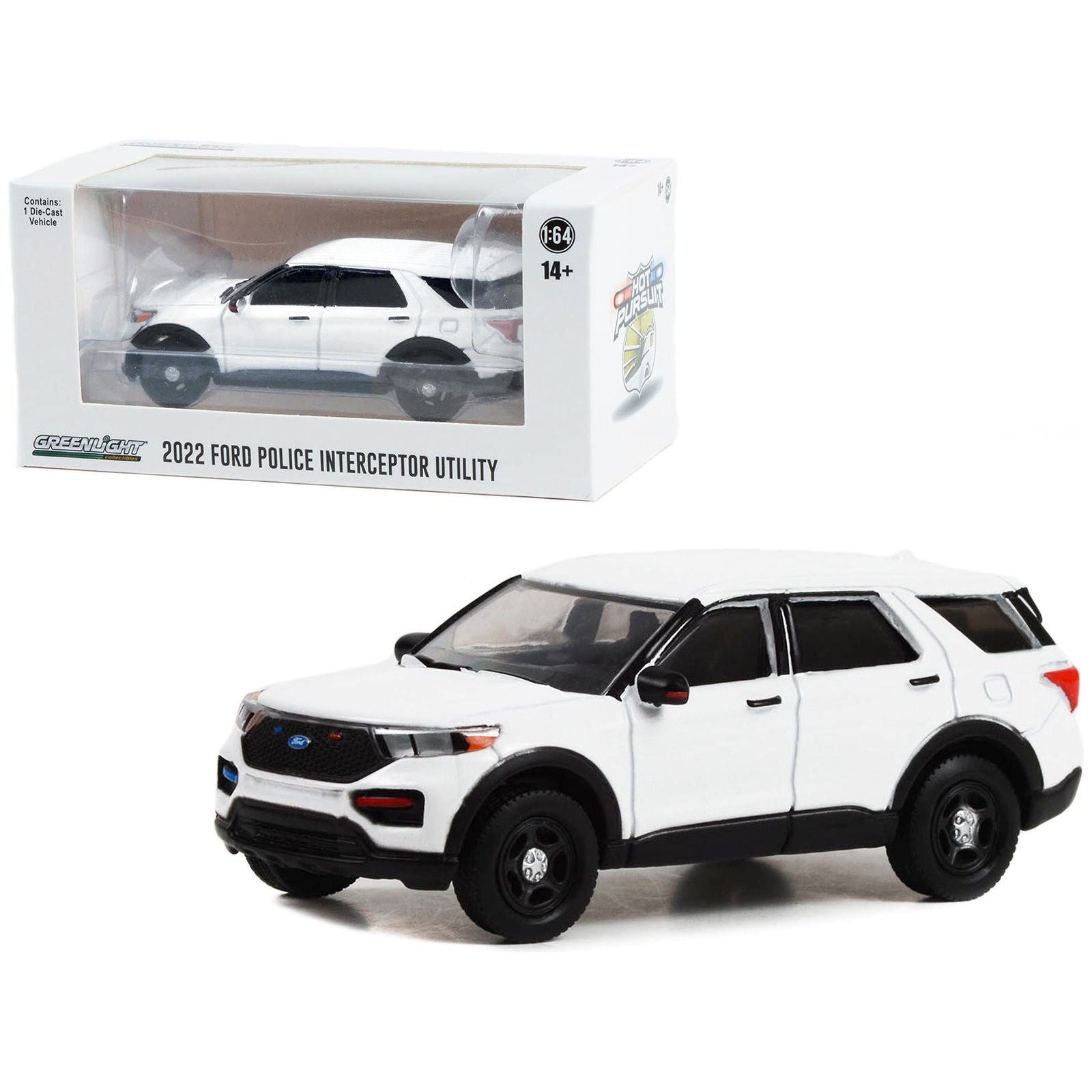2022 Ford Police Interceptor Utility White "Hot Pursuit" "Hobby Exclusive" Series 1/64 Diecast Model Car by Greenlight - Greenlight - ModelCars.com