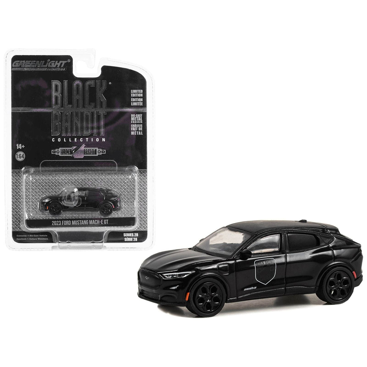 2023 Ford Mustang Mach-E GT "Black Bandit Police" Black "Black Bandit" Series 28 1/64 Diecast Model Car by Greenlight-Greenlight-ModelCars.com
