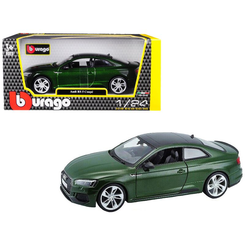 Audi RS 5 Coupe Metallic Green Metallic with Black Top 1/24 Diecast Model Car by Bburago