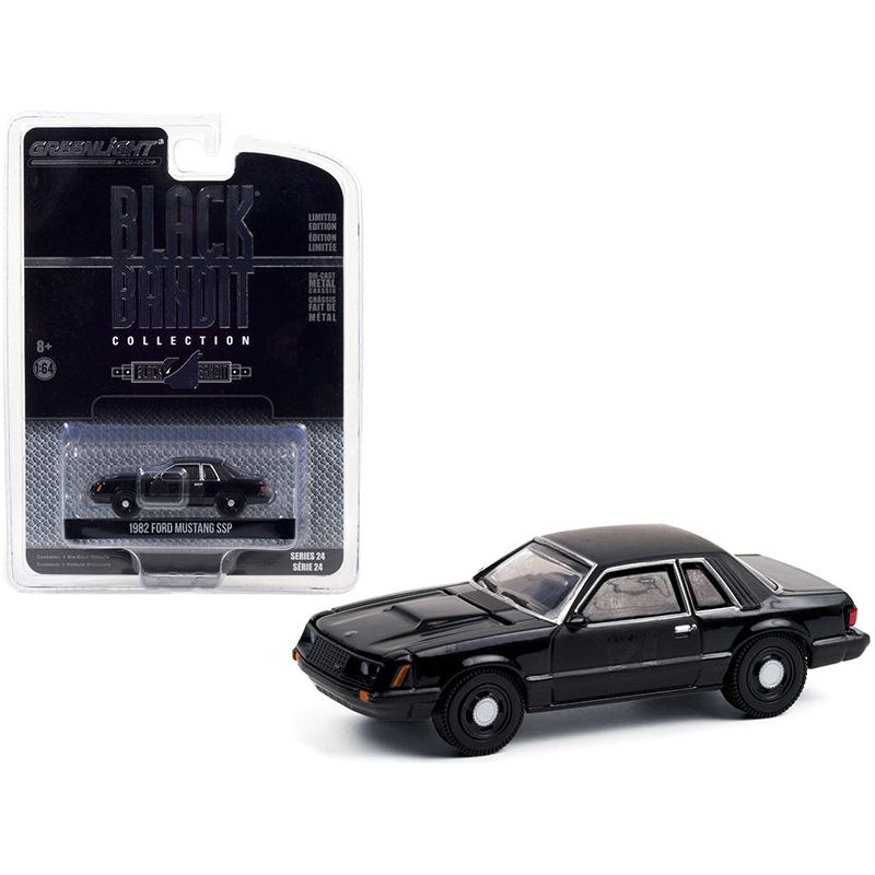 1982 Ford Mustang SSP "Black Bandit Police" "Black Bandit" Series 24 1/64 Diecast Model Car by Greenlight