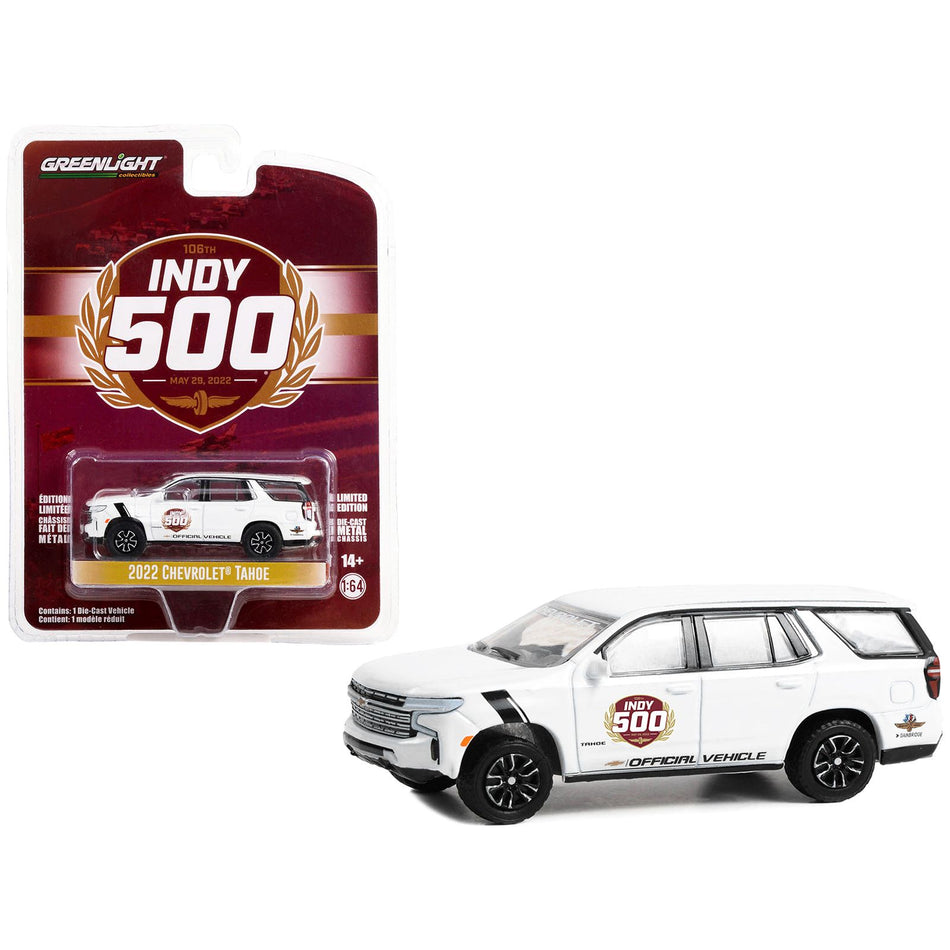 2022 Chevrolet Tahoe White "106th Running of the Indianapolis 500 Official Vehicle" (2022) "Anniversary Collection" Series 15 1/64 Diecast Model Car by Greenlight