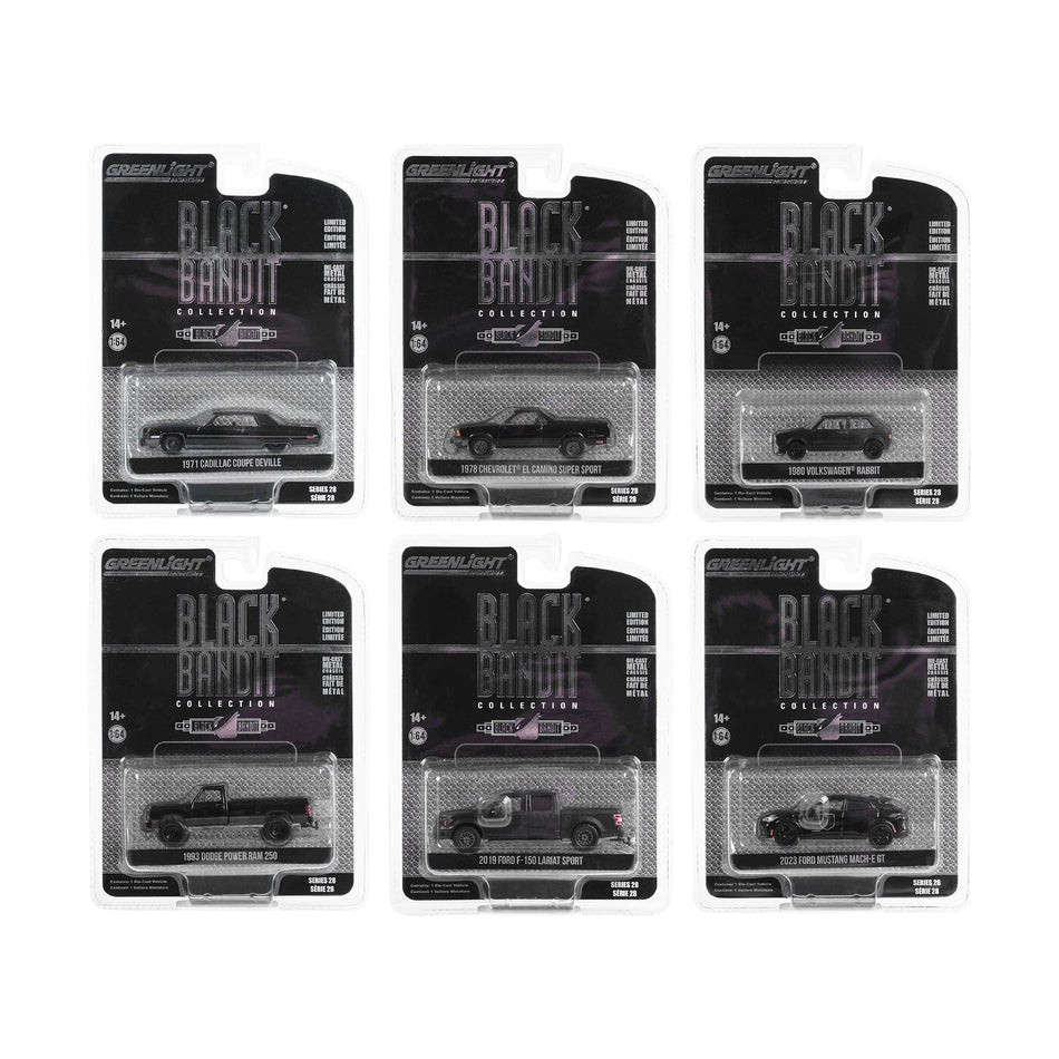 "Black Bandit" 6 piece Set Series 28 1/64 Diecast Model Cars by Greenlight