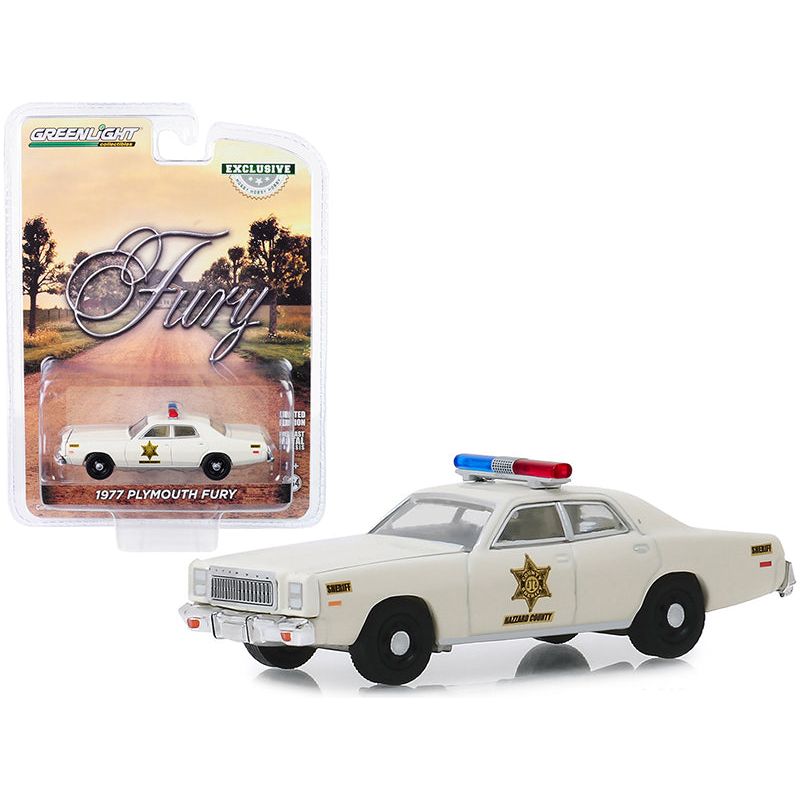 1977 Plymouth Fury Cream "Hazzard County Sheriff" "Hobby Exclusive" 1/64 Diecast Model Car by Greenlight