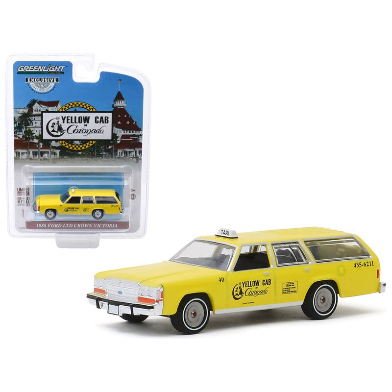 1988 Ford LTD Crown Victoria Wagon Taxicab "Yellow Cab of Coronado" (California) "Hobby Exclusive" 1/64 Diecast Model Car by Greenlight