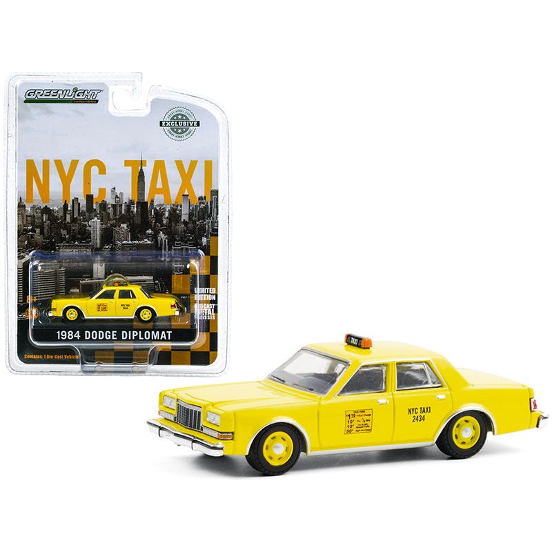 1984 Dodge Diplomat Yellow "NYC Taxi" (New York City) "Hobby Exclusive" 1/64 Diecast Model Car by Greenlight