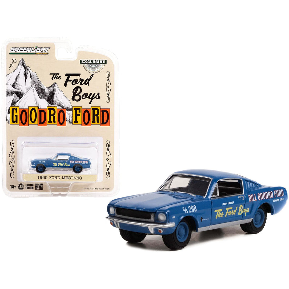 1965 Ford Mustang Fastback Blue "The Ford Boys - Bill Goodro Ford Denver CO" "Hobby Exclusive" 1/64 Diecast Model Car by Greenlight