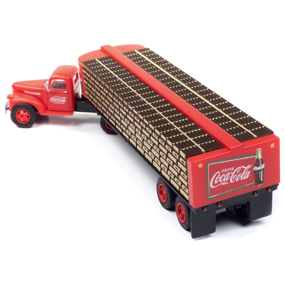 1941-1946 Chevrolet Tractor Red with Flatbed Bottle Trailer "Coca-Cola" "Mini Metals" Series 1/87 (HO) Scale Model Car by Classic Metal Works