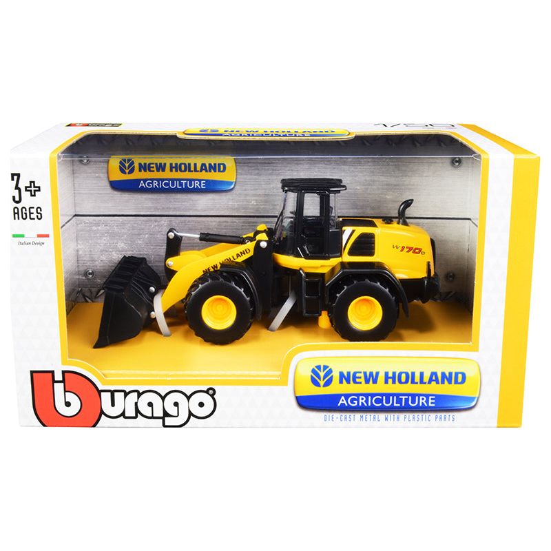 New Holland W170D Wheel Loader Yellow and Black "New Holland Agriculture" Series 1/50 Diecast Model by Bburago