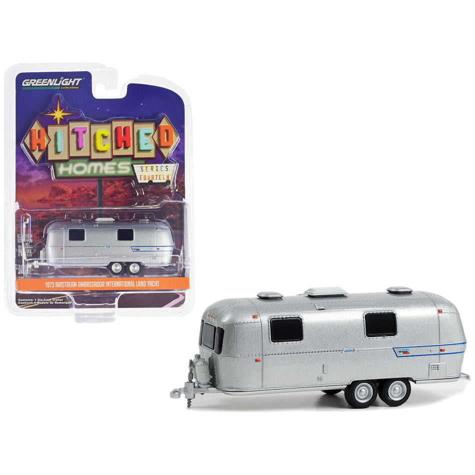 1973 Airstream Ambassador International Land Yacht Travel Trailer Silver Metallic "Hitched Homes" Series 14 1/64 Diecast Model by Greenlight