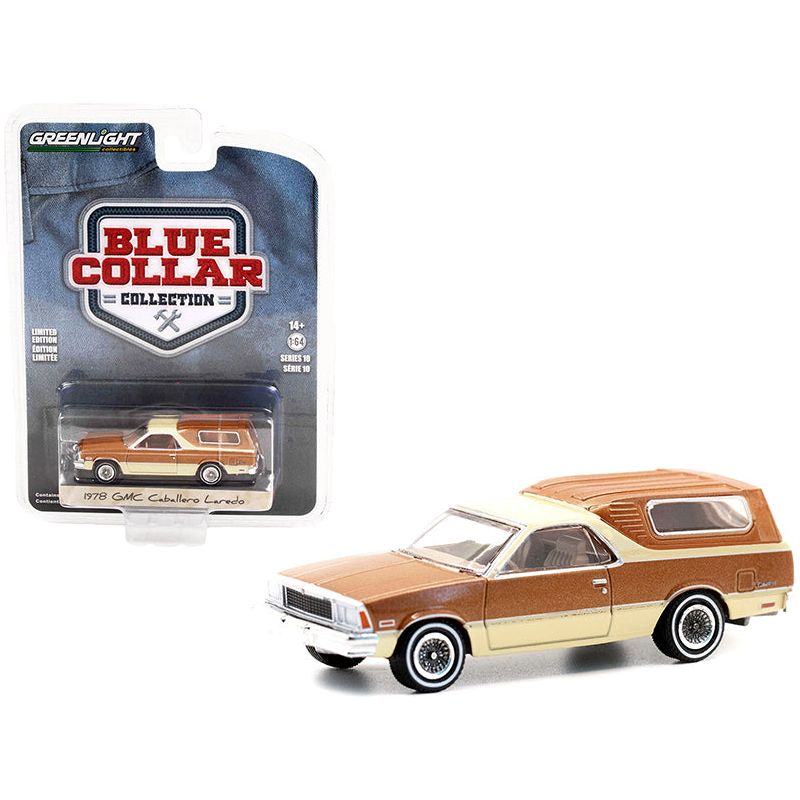 1978 GMC Caballero Laredo with Camper Shell Brown Metallic and Cream "Blue Collar Collection" Series 10 1/64 Diecast Model Car by Greenlight