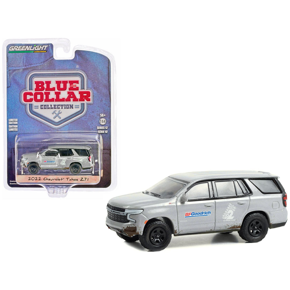 2022 Chevrolet Tahoe Z71 Gray Metallic (Dirty) "BFGoodrich" "Blue Collar Collection" Series 12 1/64 Diecast Model Car by Greenlight