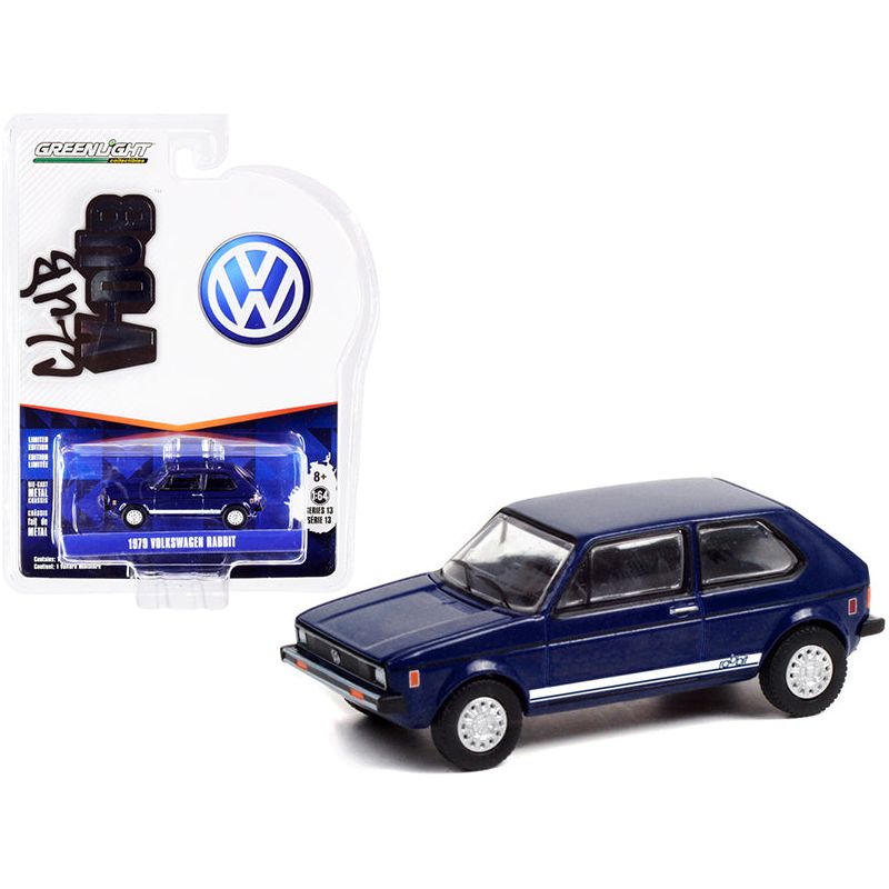 1979 Volkswagen Rabbit Tarpon Blue with White Stripes "Club Vee V-Dub" Series 13 1/64 Diecast Model Car by Greenlight