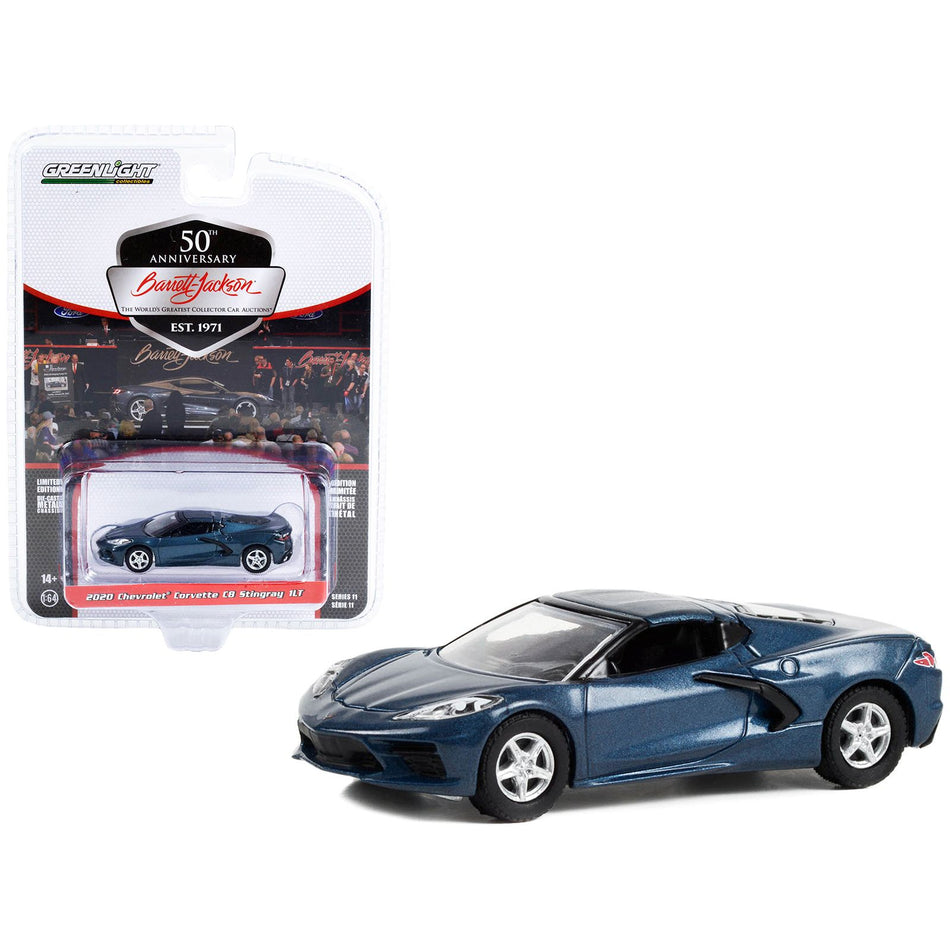 2020 Chevrolet Corvette C8 Stingray 1LT Shadow Gray Metallic (Lot #421.2) Barrett Jackson "Scottsdale Edition" Series 11 1/64 Diecast Model Car by Greenlight