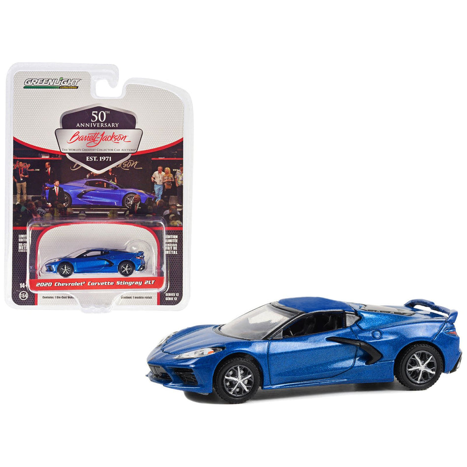 2020 Chevrolet Corvette C8 Stingray 2LT Rapid Blue Metallic (Lot #1259) Barrett Jackson "Scottsdale Edition" Series 12 1/64 Diecast Model Car by Greenlight