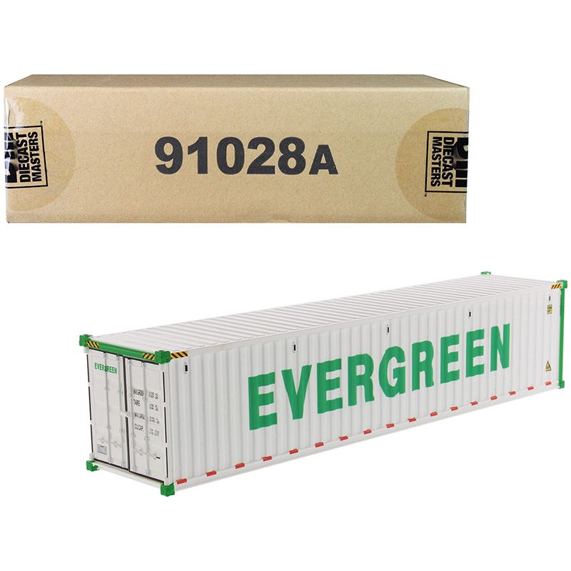40' Refrigerated Sea Container "EverGreen" White "Transport Series" 1/50 Model by Diecast Masters-Diecast Masters-ModelCars.com