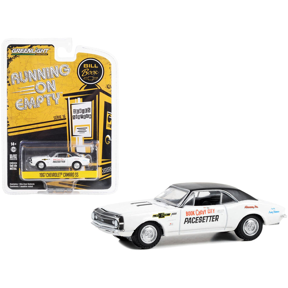 1967 Chevrolet Camaro SS White with Black Top "Book City Chevy Pacesetter - Altoona Pennsylvania" "Running on Empty" Series 16 1/64 Diecast Model Car by Greenlight