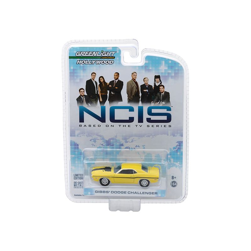 1970 Dodge Challenger R/T (Gibbs') Yellow with Black Stripes "NCIS" (2003) TV Series "Hollywood" Series 1/64 Diecast Model Car by Greenlight