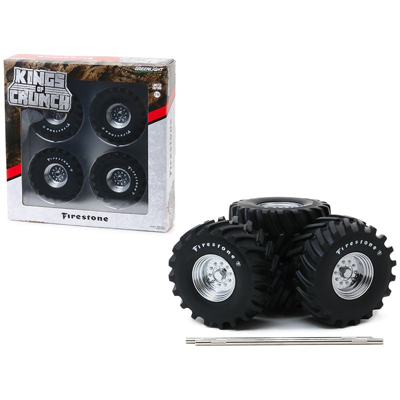 48 - Inch Monster Truck "Firestone" Wheels & Tires 6 piece Set "Kings of Crunch" 1/18 by Greenlight - Greenlight - ModelCars.com