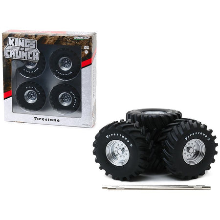 48 - Inch Monster Truck "Firestone" Wheels & Tires 6 piece Set "Kings of Crunch" 1/18 by Greenlight - Greenlight - ModelCars.com