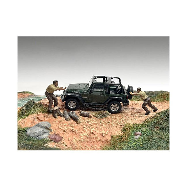 "4X4 Mechanics" 2 Piece Diecast Figure Set 3 for 1/43 Scale Models by American Diorama - American Diorama - ModelCars.com