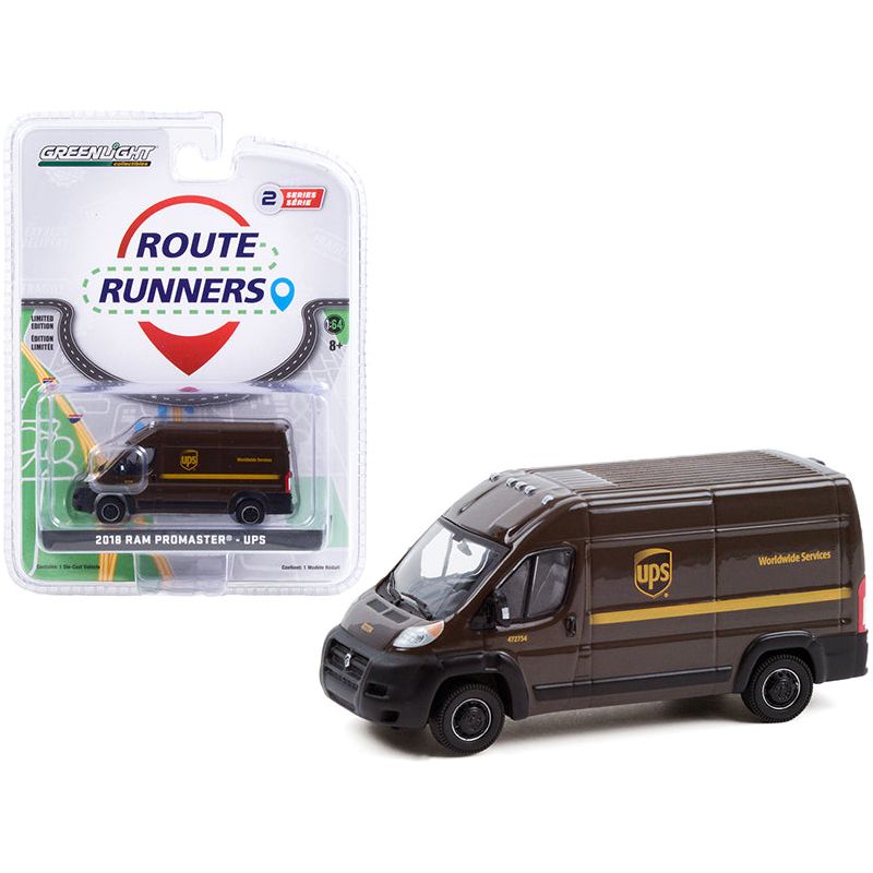 2018 Ram ProMaster 2500 Cargo High Roof Van Brown "United Parcel Service" (UPS) Worldwide Services "Route Runners" Series 2 1/64 Diecast Model by Greenlight