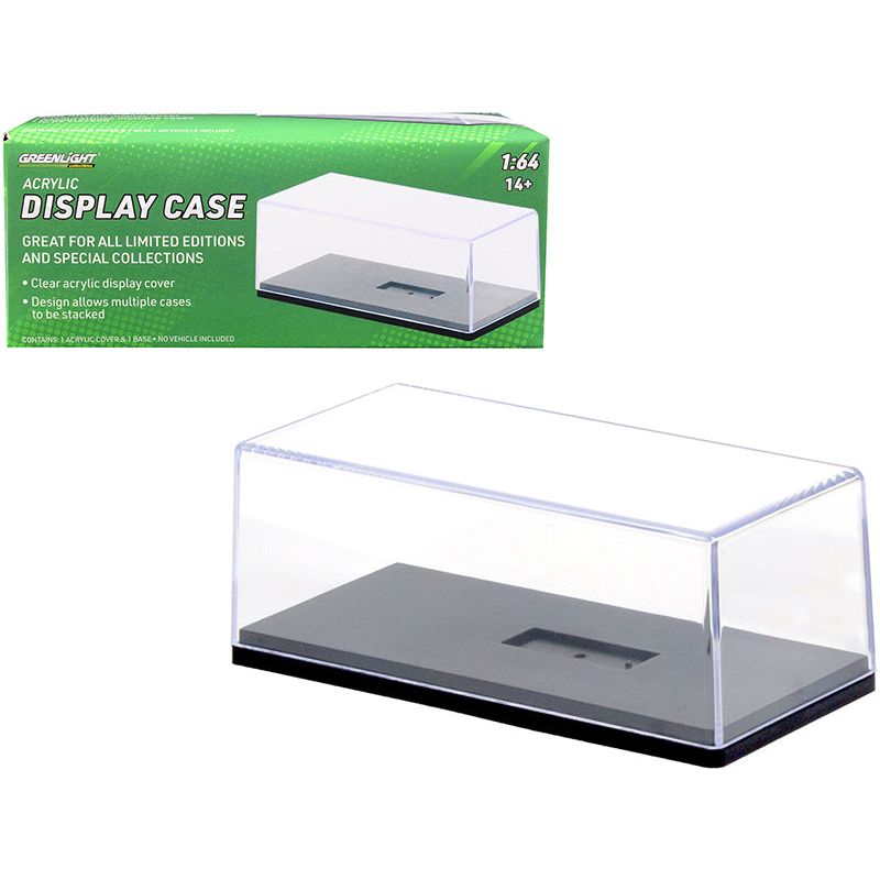 Collectible Acrylic Display Show Case with Black Plastic Base for 1/64 Scale Model Cars by Greenlight