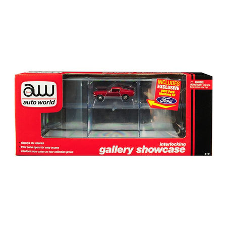 6 Car Interlocking Acrylic Display Show Case with 1967 Ford Mustang GT Red for 1/64 Scale Model Cars by Auto World - Autoworld - ModelCars.com