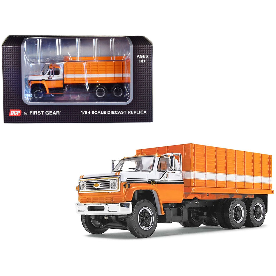 1970 Chevrolet C65 Grain Truck Orange and White 1/64 Diecast Model by DCP/First Gear