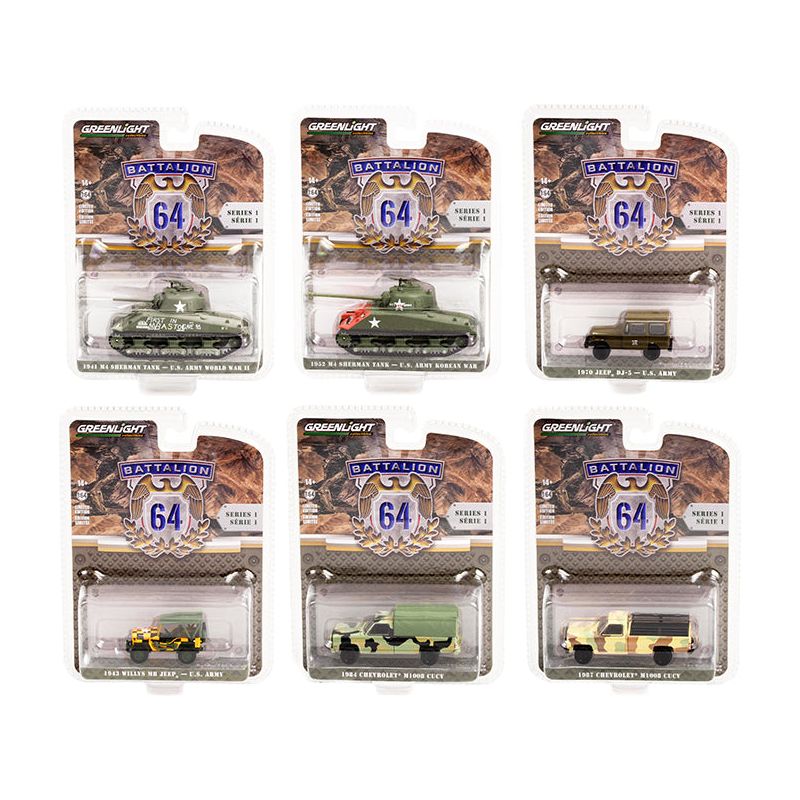 "Battalion 64" Set of 6 pieces Release 1 1/64 Diecast Models by Greenlight