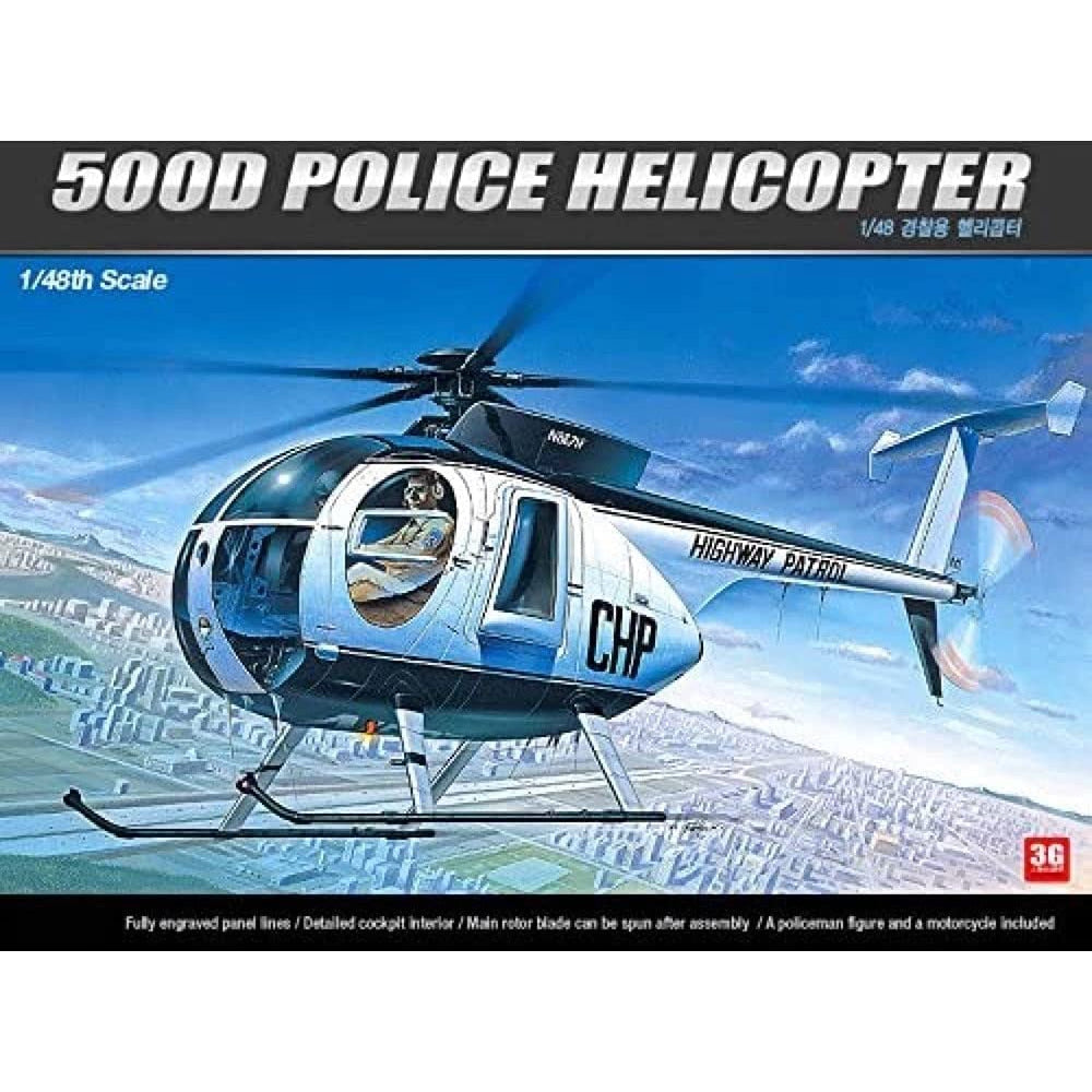 Academy 1/48 Hughes 500D Police Helicopter