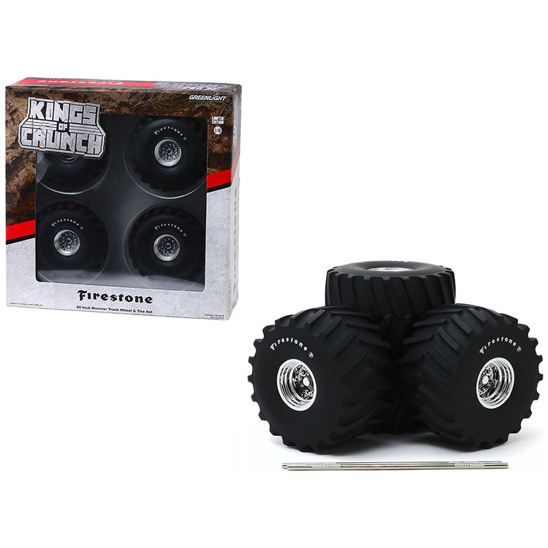 66 - Inch Monster Truck "Firestone" Wheels and Tires 6 piece Set "Kings of Crunch" 1/18 by Greenlight - Greenlight - ModelCars.com
