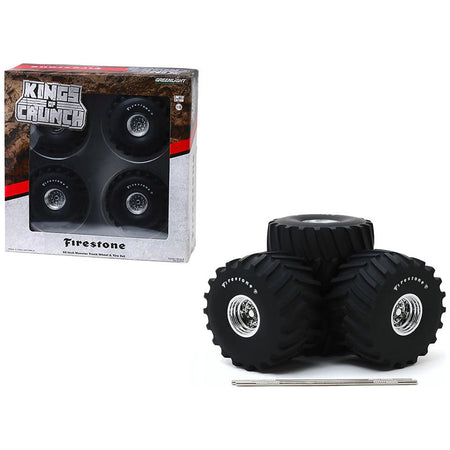 66 - Inch Monster Truck "Firestone" Wheels and Tires 6 piece Set "Kings of Crunch" 1/18 by Greenlight - Greenlight - ModelCars.com