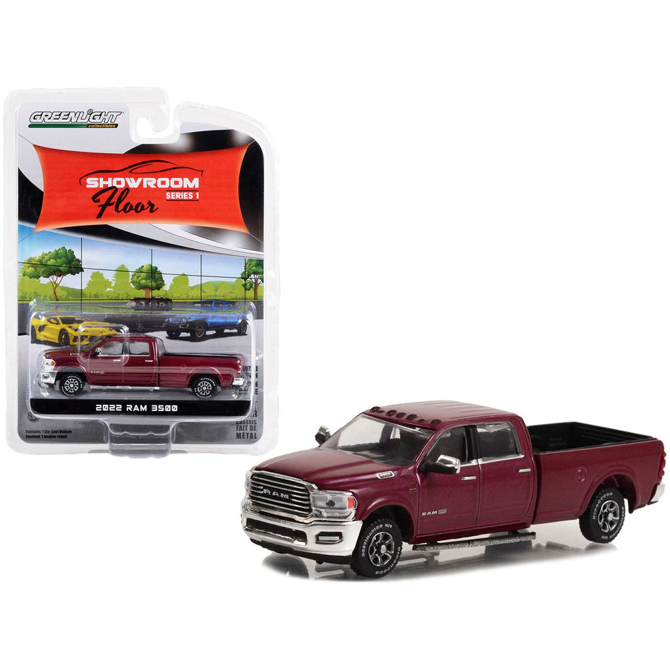 2022 Ram 3500 Limited Longhorn Pickup Truck Delmonico Red Metallic "Showroom Floor" Series 1 1/64 Diecast Model Car by Greenlight