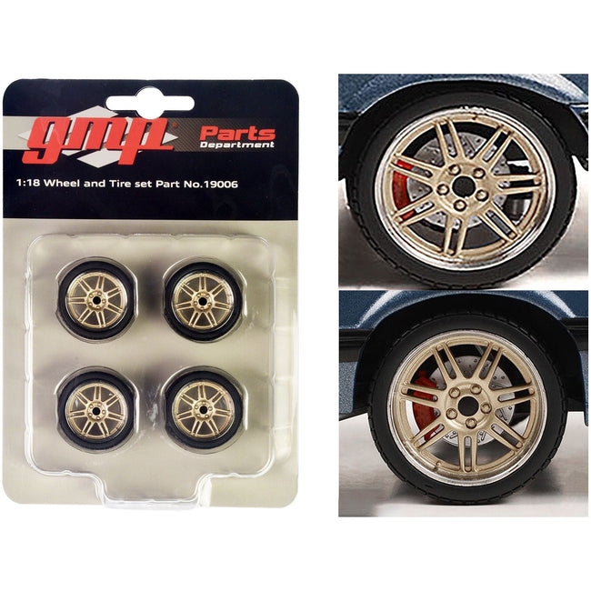 7 - Spoke Custom Wheel & Tire Set of 4 pieces from "1989 Ford Mustang 5.0 LX" 1/18 by GMP - GMP - ModelCars.com