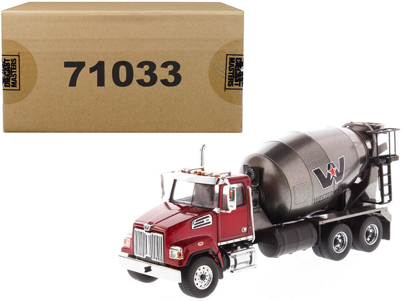 Western Star 4700 SF Concrete Mixer Truck Metallic Red with Gray Body 1/50 Diecast Model by Diecast Masters