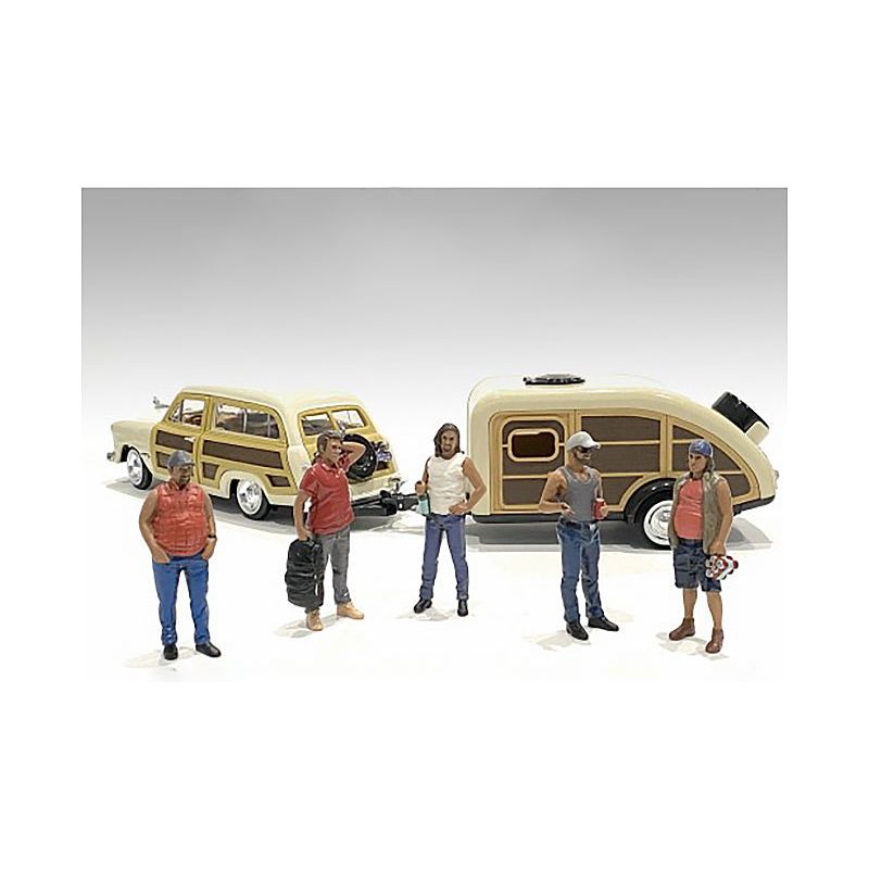 "Campers" Series 5 piece Figure Set for 1/24 Scale Models by American Diorama