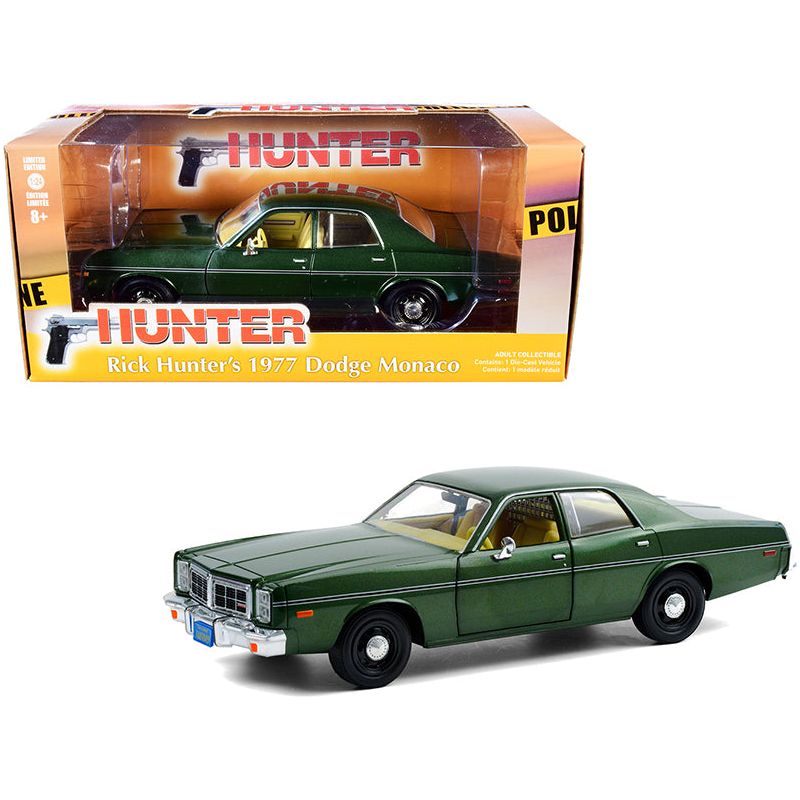 1977 Dodge Monaco Green Metallic (Rick Hunter's) "Hunter" (1984-1991) TV Series 1/24 Diecast Model Car by Greenlight